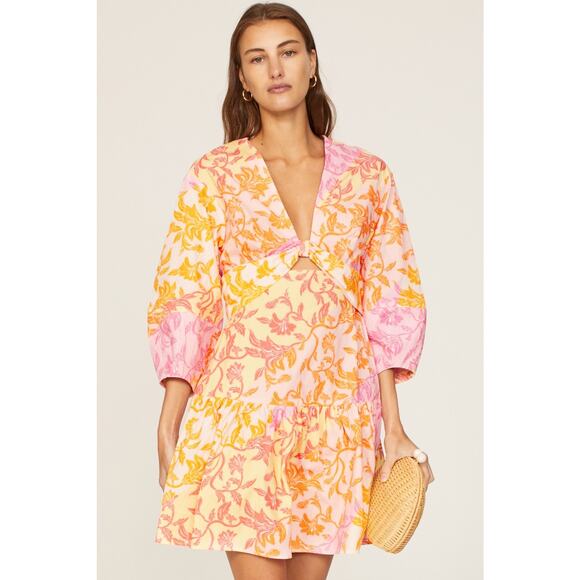 DEREK LAM 10 CROSBY X RTR Multicolor Floral Hourglass Cutout Mini Dress Size 46 - Picture 1 of 15